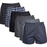 Sock Stack MB02 Pack Of 6 Mens Loose Fit Boxers With Comfort Waistband Button Fl