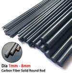 Black Carbon Fiber Solid Rod Round Bar Shaft 1mm-8mm Plastic Rod For RC Airplane