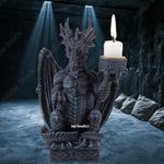 Dragon Candle Holder Gothic Ornament Figurine Black Pagan Wiccan Fantasy Myth