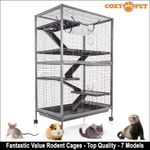 Rodent Cage by Cozy Pet 11mm bars for Rat, Ferret, Chinchilla or Small Pets RC05