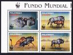 Mozambique WWF Blue Wildebeest Block of 4 WWF Logo 2000 MNH SG#1542-1545