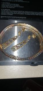 9ct Gold Italy Yellow, White & Rose Solid Gold Fancy Bracelett ,earings