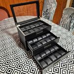 30 Slot Watch Box Black Oak Wooden Veneer by Aevitas