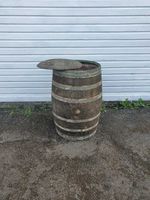 LID REMOVED OLD RECLAIMED USED RUSTIC WINE WHISKEY WHISKY OAK WOODEN BARREL