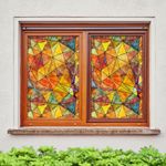 3D Orange 133NAN Window Film Print Sticker Cling Stained Glass UV Block Fay