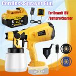 1000ML Spray Gun For Dewalt 18V 20V Battery Cordless Paint Sprayer Airless HVLP
