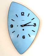 Vintage French 1950s Wall Clock Formica Asymmetric Mid-Century Quartz Converted