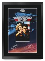 Top Gun Movie Film Poster Cast Signed Printed Autograph A3 Framed Memorabilia