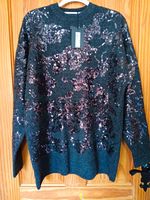Women Grey Sequin Knit  Pullover Jumper XS oversized  Recommended M Size