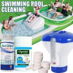 100 Chlorine Tablets +Floating Chemical Dispenser Hot Tub Swimming Pool Cleaning