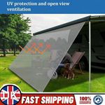 For RV Awning Sun Shade Screen Sunshade Mesh Sunscreen Motorhome Camper UV Grey