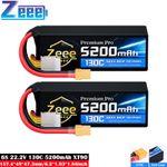 2x Zeee 5200mAh 6S Lipo Battery 22.2V XT90 Ultra-Low Internal Resistance 130C