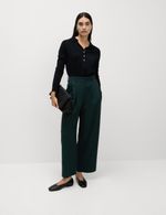 Marks & Spencer Womens Dark Green Wide leg Trousers - M&S