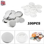 100 Sets Blank Button Making Supplies 25/32/37mm Metal Button Pin Badge Parts