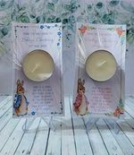 Personalised Tealight Christening Baptism Communion Peter Rabbit Flopsy Favours