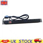 1U 6-Way 13A PDU Rack-Mount Power Strip (Horizontal) with UK Sockets