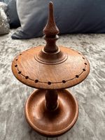 Antique Victorian Wood Ear ring Stand Tabletop Holder Treen Turned Mahogany