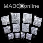 Square Stud Earrings, Diamante Stones, Sparkle Crystal Bling