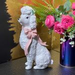 Tall White Poodle with Pink Bow Ornament 29cm