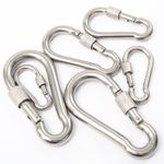 Carabiner Clip With Screw Nut Heavy Duty Snap Hook Spring Clip Stainless Steel