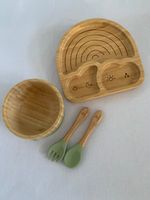 Bamboo Baby Feeding Set with Suction Plate & Bowl | Weaning Set UK | Toddler Tab