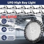 10x UFO LED High Bay Light 500W Workshop Factory Light Industrial Warehouse Lamp
