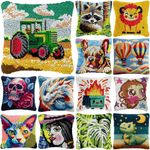 Dinosaur Skull Latch Hook Kits Pillowcase Embroidery Cushion Cover Making Kit
