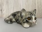 Vintage Winstanley Tabby Cat Lying Down Signed 19cm