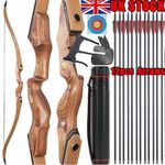 60'' Takedown Recurve Bow 30-50lbs Wooden Hunting Bow Adult Archery Target RH
