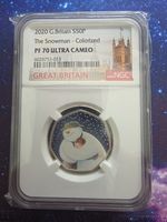 2020 Silver Snowman Colourised 50p NGC PF70 Ultra Cameo Perfect Grade Royal Mint