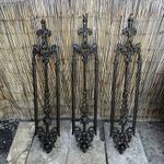 Antique Victorian Gothic Cast Iron Architectural Balustrade Panels Set of 3