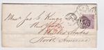 1868 QV 6d VIOLET STAMP PLATE6 + WING ON CAMBRIDGE WRAPPER TO NEW YORK MERCHANTS