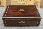 Antique Large Regency Rosewood Brass Inlay Writing Slope Box Campaign Box