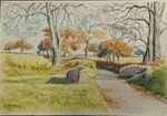 1970s Original watercolour painting of rural landscape signed by W Allbeury