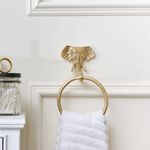 Metallic gold elephant head bathroom towel ring holder rail decor accessories