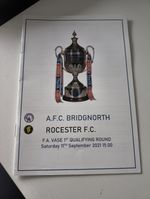 AFC Bridgnorth V Rocester 11/09/2021 FA Vase Programme