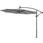 Grey Parasol 32 LED Crank And Lift Garden Umbrella UK