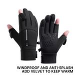 Waterproof Winter Fishing Gloves 2 Finger Flip Windproof Thermal Angling UK