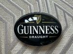 Guinness Draught Black and Gold Frogeye Fisheye Oval Lens Badge