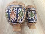 Ceramic Moroccan Bongo Drums Vintage, Hand-Painted, North African Bongos