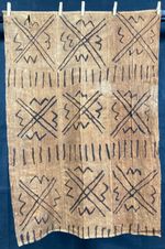 Vintage African Kuba Raffia Textile Congo Tribal Cloth Wall Art 110x76 cm