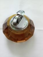 Mid Century amber Crystal Glass Chrome Table paperweight lighter 60ss / 70ss