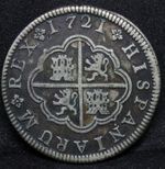 2 Reales 1721. Segovia Mint, Spain. Philip II. KM-297,
