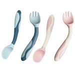 2 Sets Set Baby Spoon Fork Utensils Set Bendable Silicone Spoon For Toddler Baby