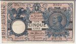 Italy 5 Lire Banknote 1917 About Uncirculated Condition Pick#23-P