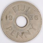 1936 Fiji One Penny Coin - Edward VIII (rarer version)