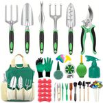 Garden Tools Set Stainless Steel with Tote Bag, Pruner, Gloves & Labels
