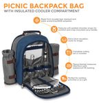 LIVIVO Picnic Backpack Set 4 Person Picnic Bag with Blanket Plates Glasses