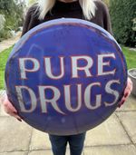 Pure Drugs Vintage Tin Sign Retro Advertising - Wall Hanging- Games Room - Bar