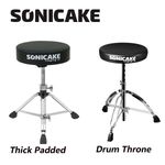 SONICAKE 2 Styles Heavy Duty Drum Throne Foldable Padded Anti-Slip Drum Stool UK